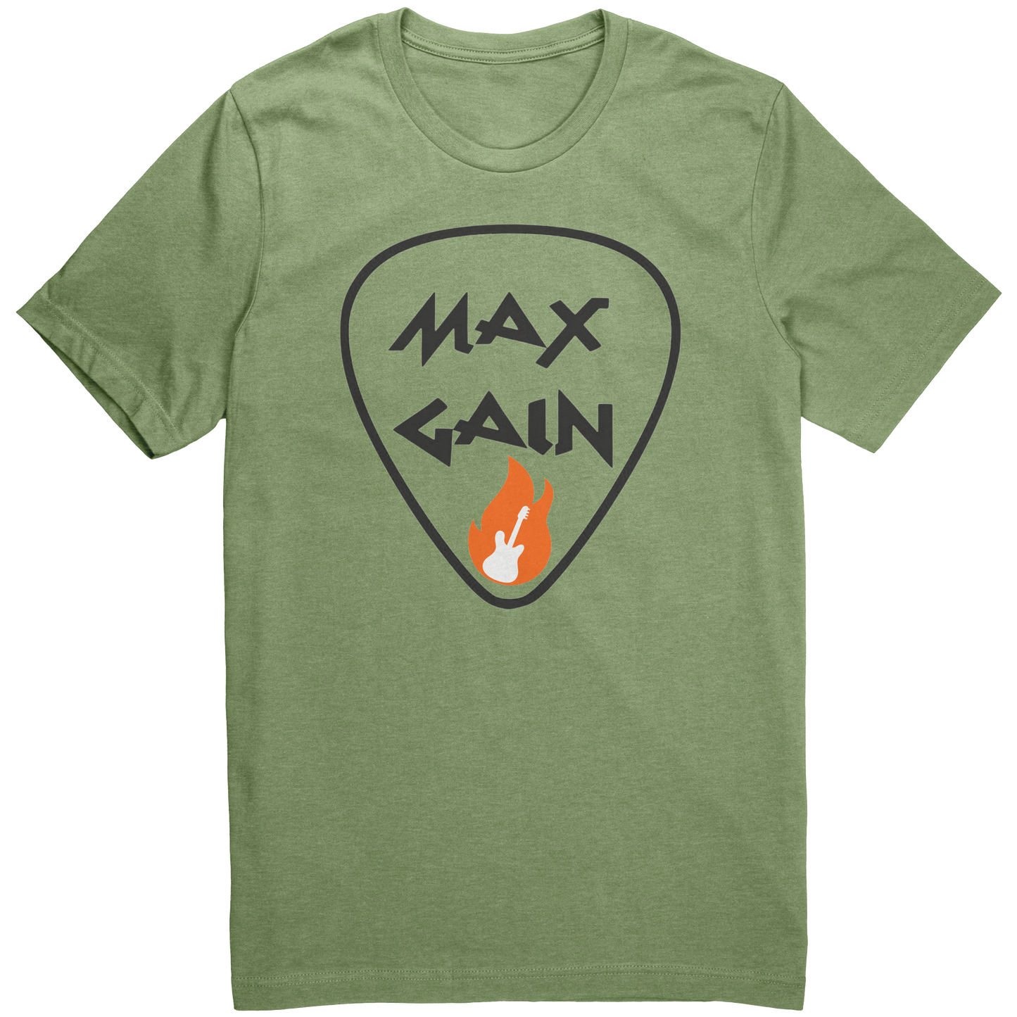 Max_Gain_Guitar_on_Fire_Tshirt_Heather_Green_Front_Mockup.png